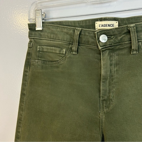 L'AGENCE Margo Olive Green Skinny Mid Rise Cropped Ankle Jeans Size 28 - Picture 5 of 12